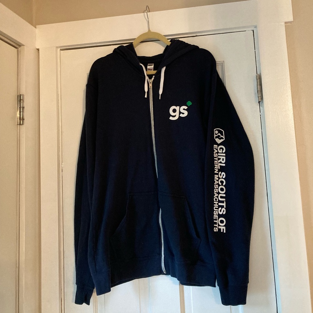 GS navy blue hooded zipper sweater shirt